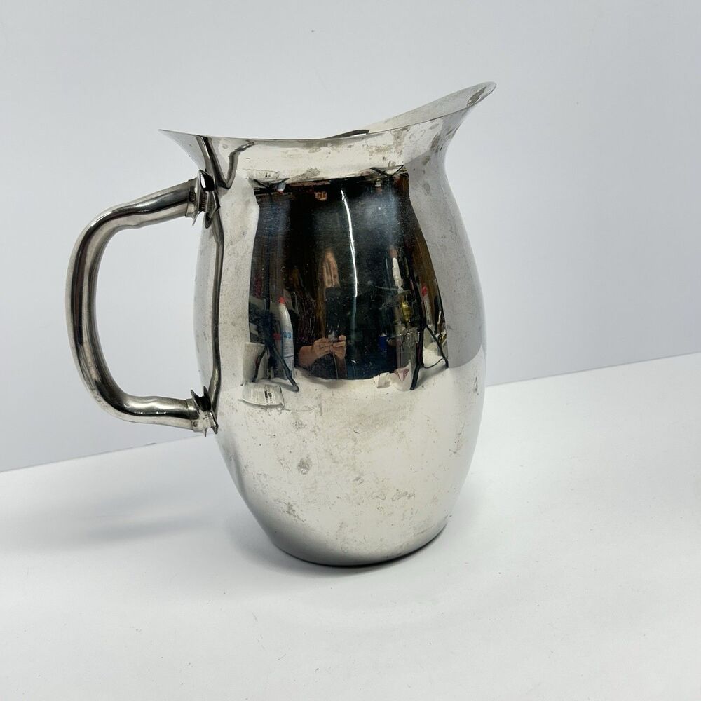 Vintage Adcraft 18-8 Stainless Steel Bell Water Pitcher 2 Qt Open Lip Korea